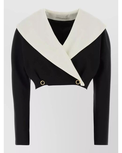 Alessandra Rich Black Wool Crepe Blazer