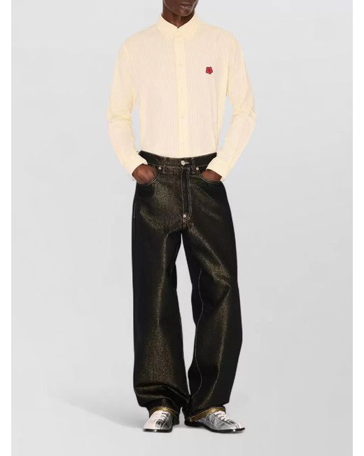 KENZO Natural Cotton Seersucker Casual Shirt for men