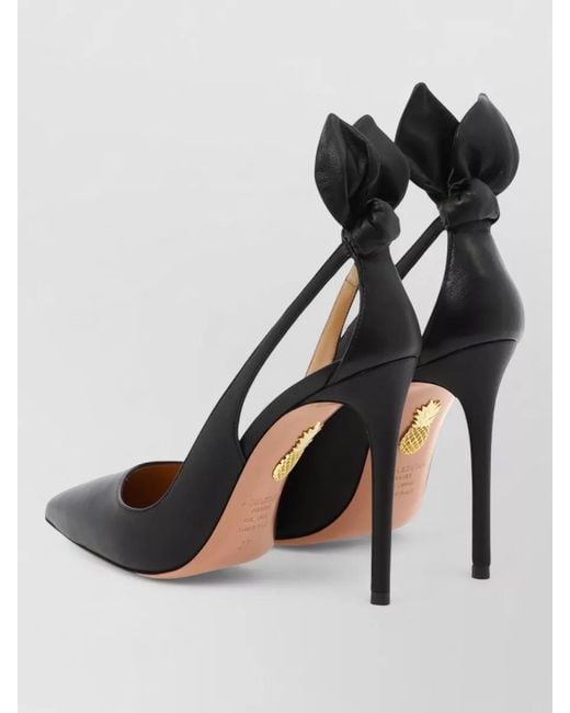 Aquazzura Black Leather Bow Tie Pumps 105 Mm