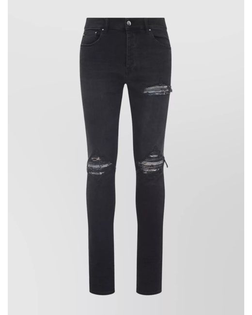 Amiri Blue Distressed Five-Pocket Denim Trousers for men
