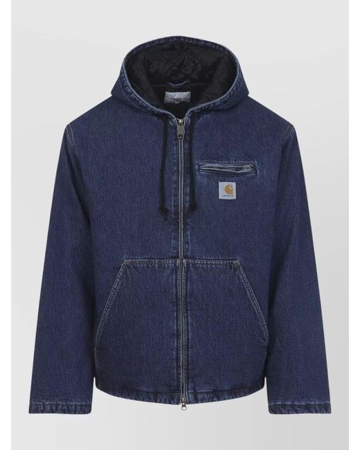 Carhartt Blue Cotton Hooded Jacket for men