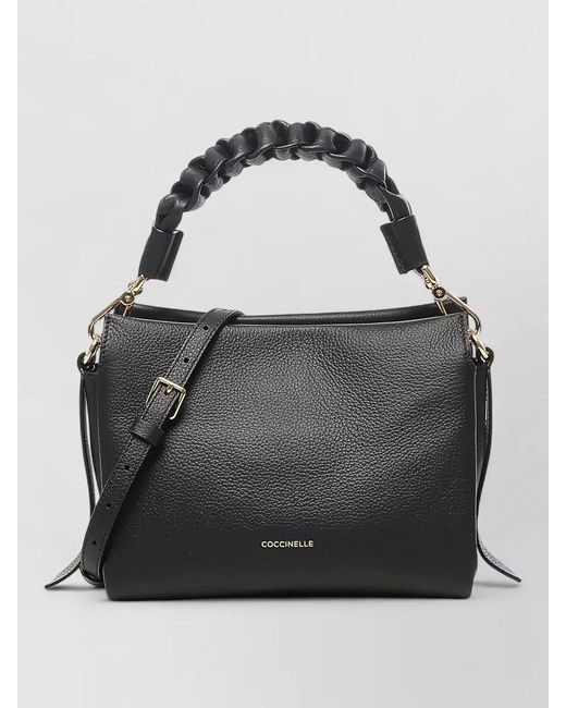 Coccinelle Black Shoulder Bag Adjustable Strap Braided Handle