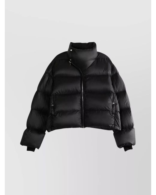 Rick Owens Black High Neck Padded Jacket And Pockets for men