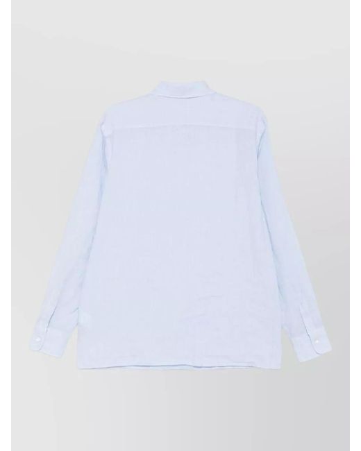Aspesi White Button Down Collar Long Sleeve Silk Shirt for men