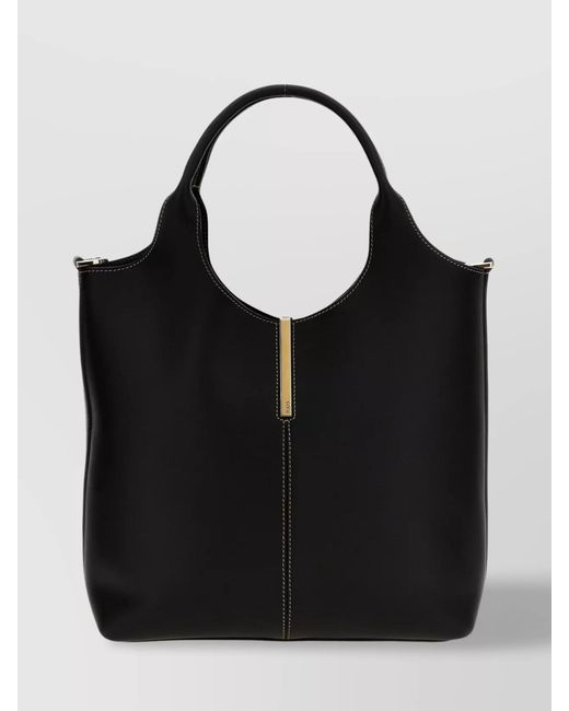 Tod's Black Small Leather Tote Bag