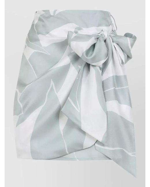 Max Mara Gray Strano Silk Mini Skirt Leaf Print
