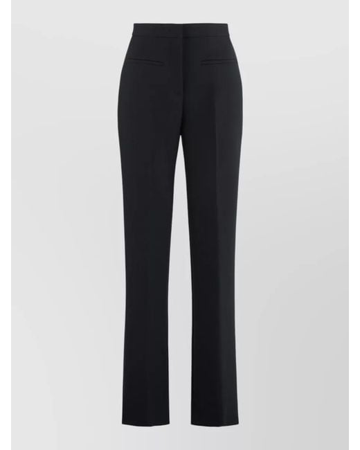 MSGM Blue Crepe Tailored Trousers High Waist Straight Leg