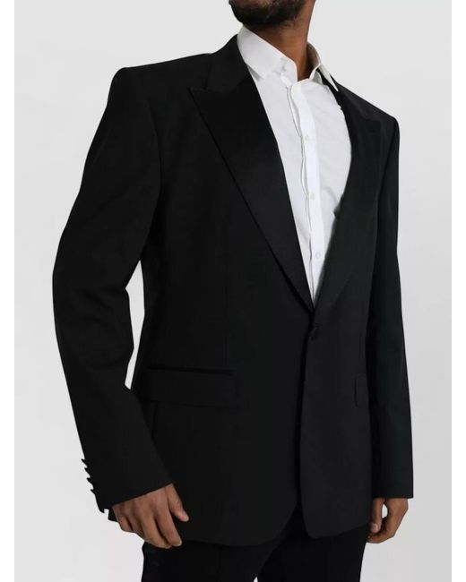 Dolce & Gabbana Black Silk Blend Single Breasted Suit Jacket for men