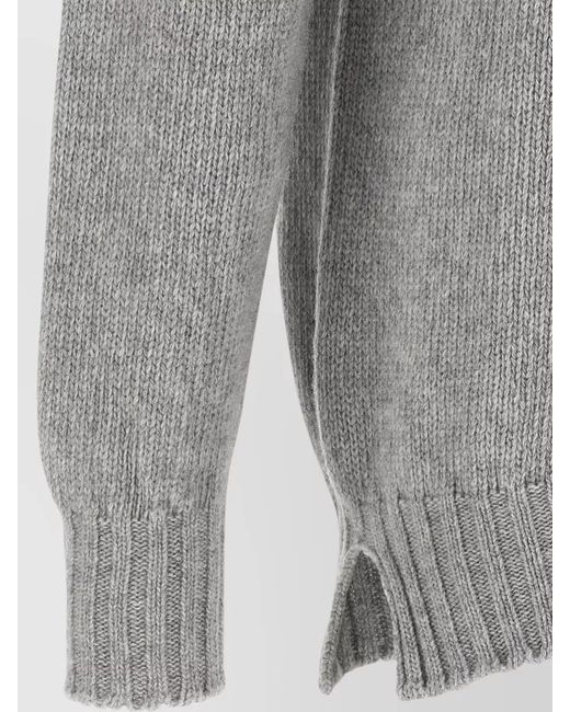 Ma'ry'ya Gray Cashmere Crew Neck Sweater Ribbed Cuffs Hem for men