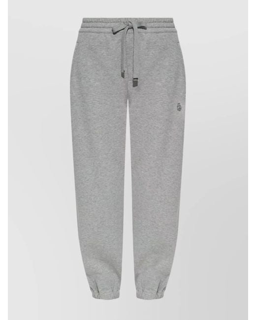 McQueen Gray Cotton Logo Track Pants