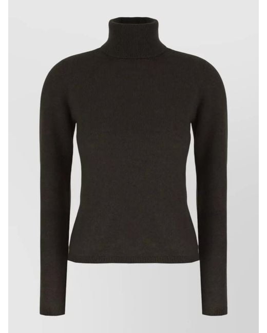 Vanisé Black Cashmere Turtleneck Sweater Long Sleeves Regular Fit