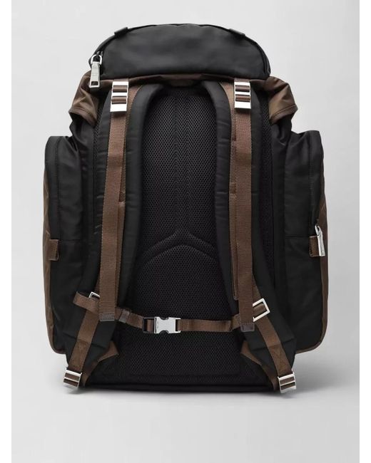Prada Black Backpack Adjustable Straps Top Handle Pockets for men