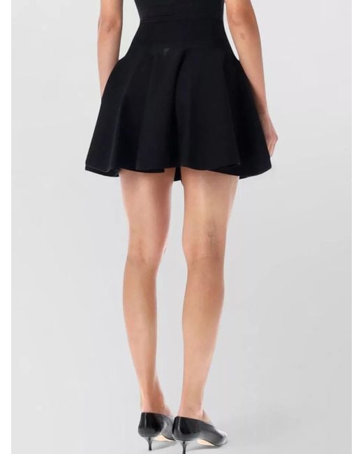 AMI Black Godet Mini Skirt High Waist Knit