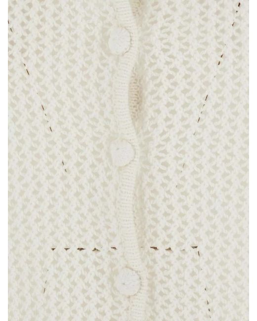 DUNST White Linen Cotton Blend Sleeveless Crochet Top