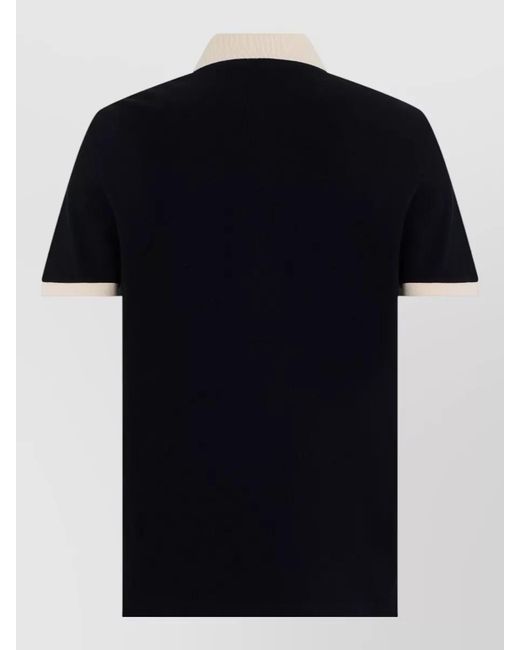 Valentino Garavani Black Pique Polo Shirt Short Sleeves Contrast Collar for men