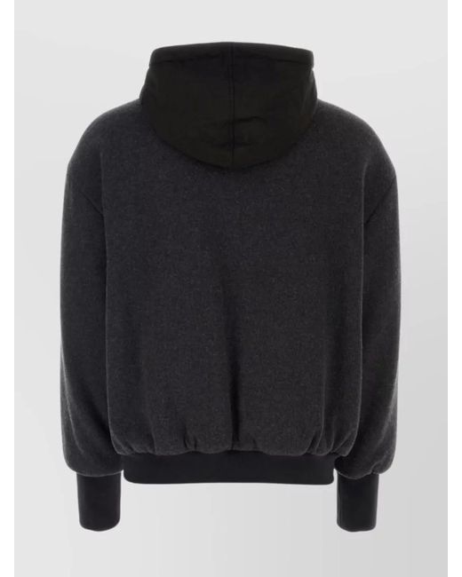 Dolce & Gabbana Black Cashmere Blend Hooded Padded Jacket for men