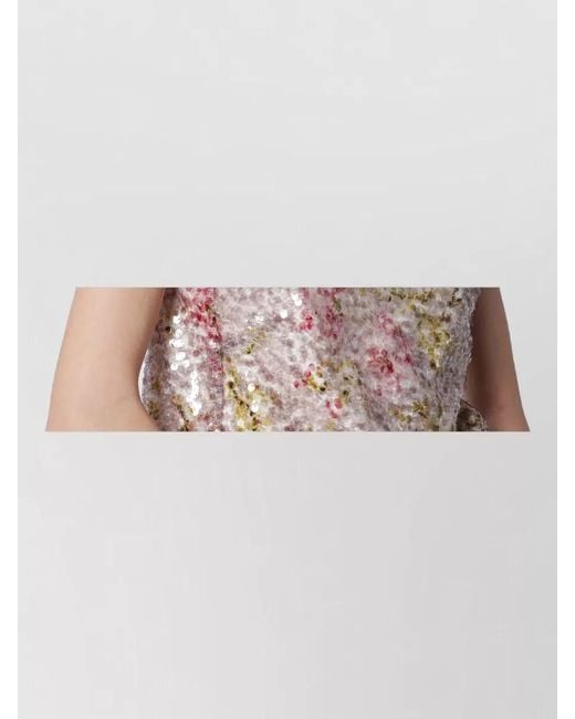 Alberta Ferretti Multicolor Floral Sequin Round Neck Sleeveless Top