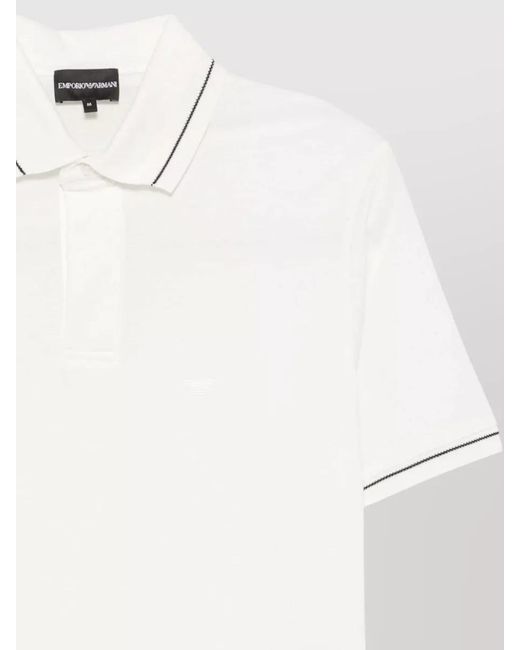 Emporio Armani White Logo Cotton Polo Shirt Contrast Trim for men