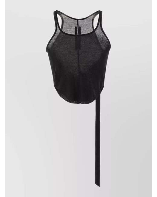 Rick Owens Black Cotton Slim-Fit Cropped Tank Top
