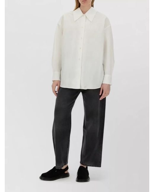YMC White Long Sleeve Lena Shirt Large Collar