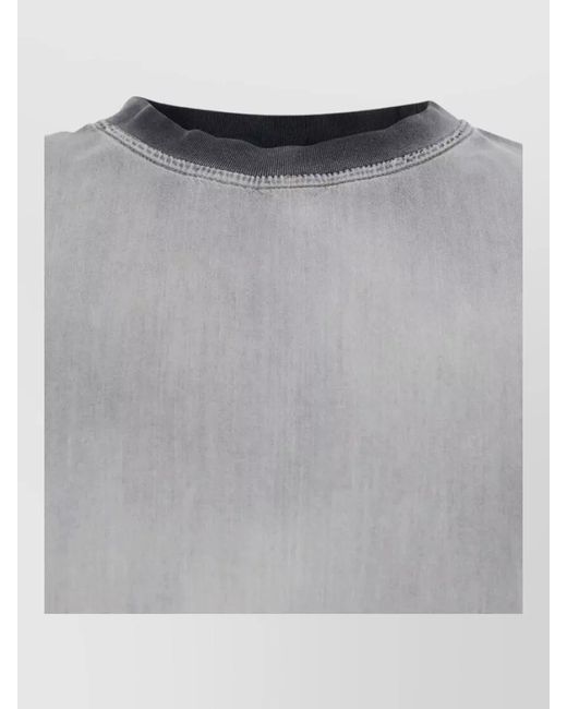 DIESEL Gray Ribbed Crew Neck Faded Effect T-Shirt for men
