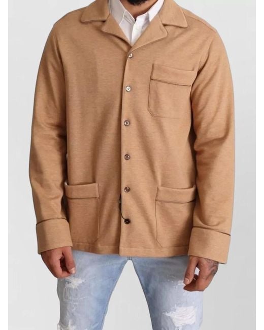 Dolce & Gabbana Blue Cotton Camel Knit Button Collared Jacket for men