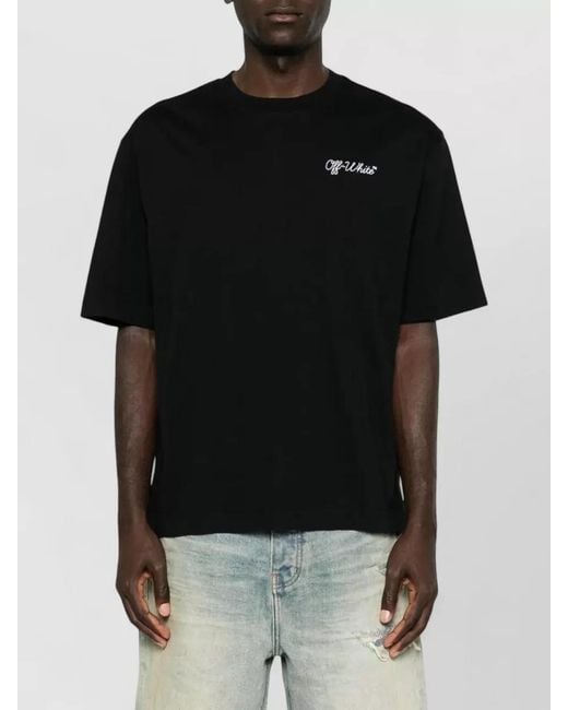 Off-White c/o Virgil Abloh Black Logo Script Skate Crew Neck T Shirt for men