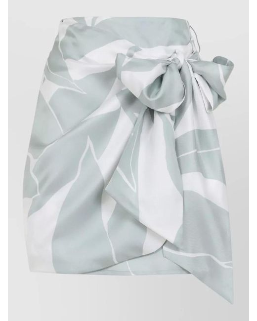 Max Mara Gray Strano Silk Mini Skirt Leaf Print