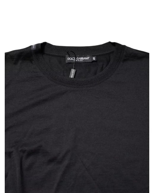 Dolce & Gabbana Black Silk Crew Neck Long Sleeve Pullover for men