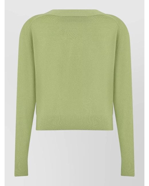 Weekend by Maxmara Green Cropped Cardigan Knitwear Long Sleeve V Neck