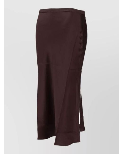 Anine Bing Brown High Waist Silk Midi Skirt Side Slit