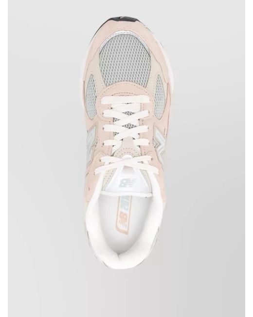 New Balance White Low Top Sneakers Round Toe Mesh Panels for men