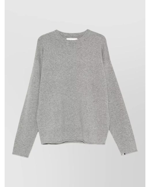 Extreme Cashmere Gray Cashmere Crew Neck Sweater Dropped Shoulders