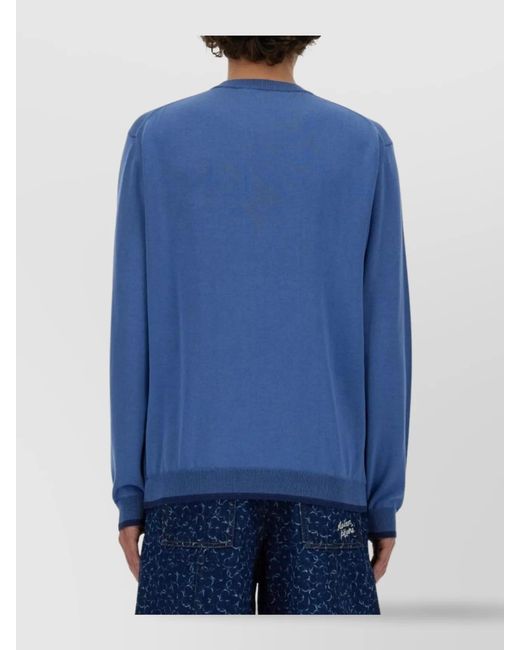 Maison Kitsuné Blue Cotton Jersey Jumper for men