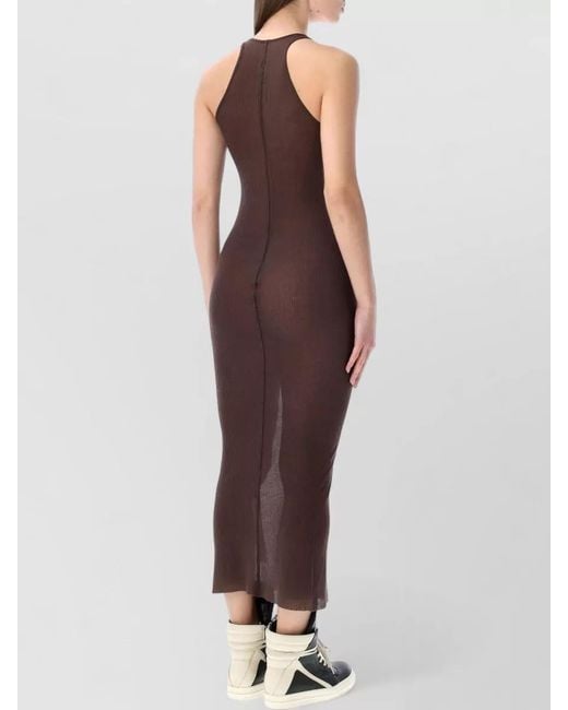Rick Owens Brown Ribbed Maxi Tank Dress