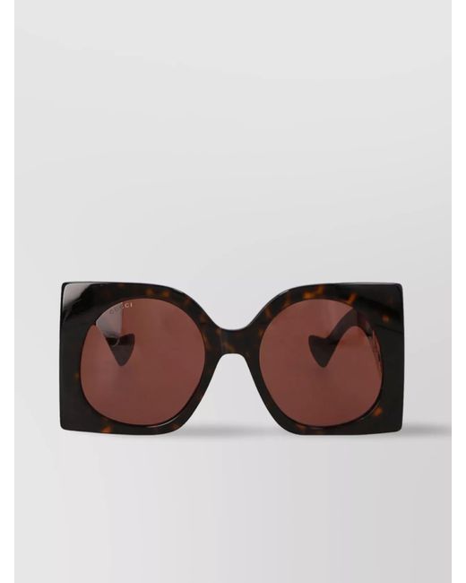 Gucci Brown Bold Square Sunglasses Tortoiseshell Pattern