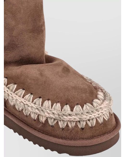 Mou Brown Sheepskin Leather Boots