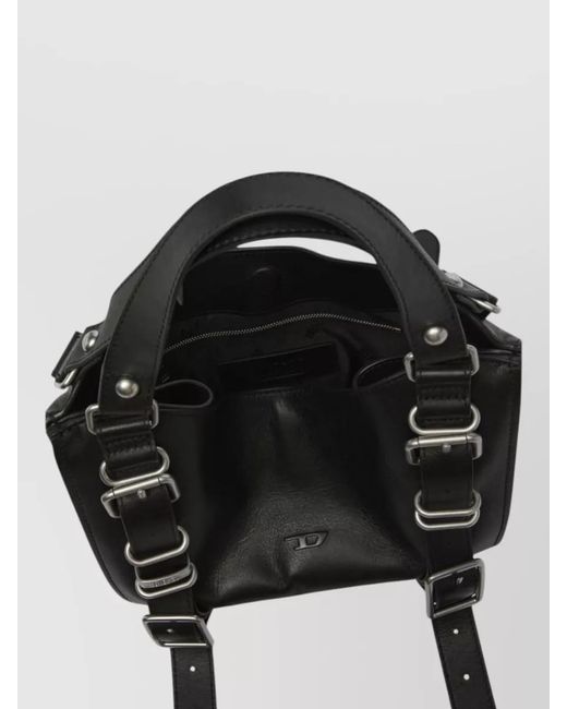 DIESEL Black Small Leather Shoulder Bag
