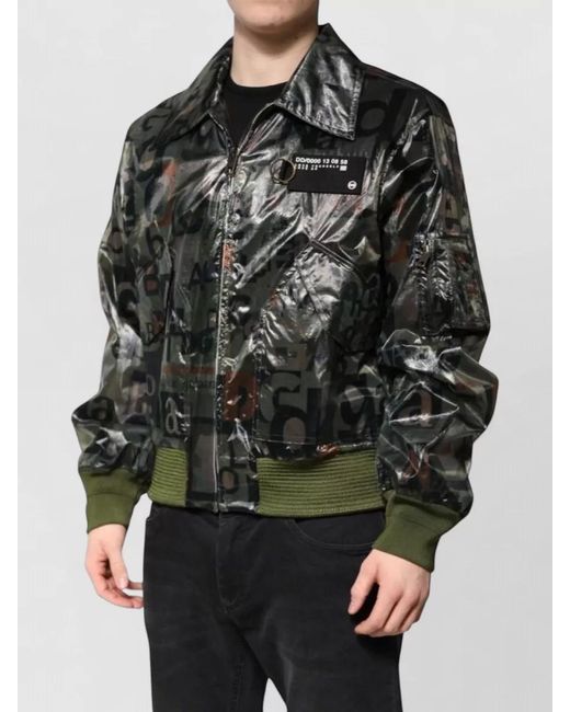 Dolce & Gabbana Black Logo Print Bomber Jacket for men