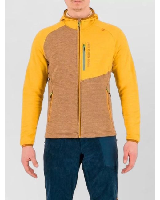 Karpos Yellow Hooded Crewneck Knitwear Color Block Zip for men