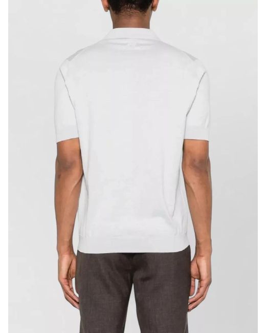 Lardini White Polo Knit Short Sleeves Ribbed Trim for men