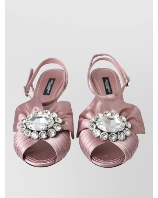Dolce & Gabbana Pink Silk Crystal-Embellished Sandals