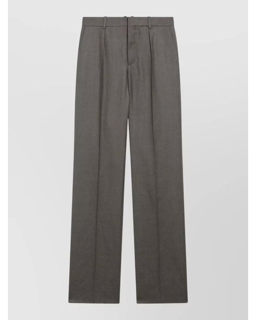 Saint Laurent Gray Tailored Trousers Belt Loops Straight Leg