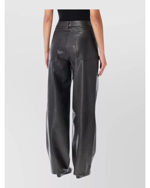 Rohe Black Leather Wide-Leg Trousers