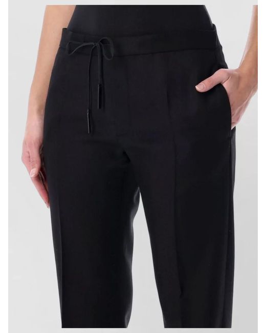 Maison Margiela Black Tailored Pants Front Pleats Drawstring Waistband