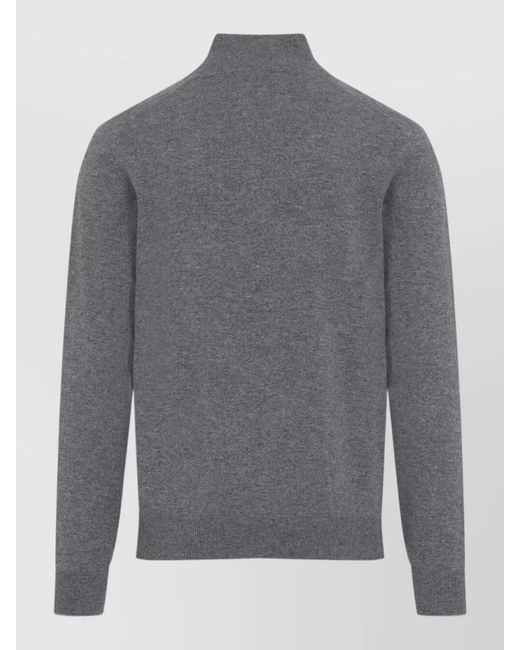 Brunello Cucinelli Gray Cashmere Half Zip Long Sleeve Sweater for men