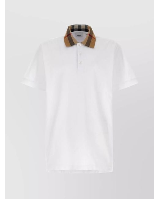 Burberry White Cotton Cody Polo Shirt for men