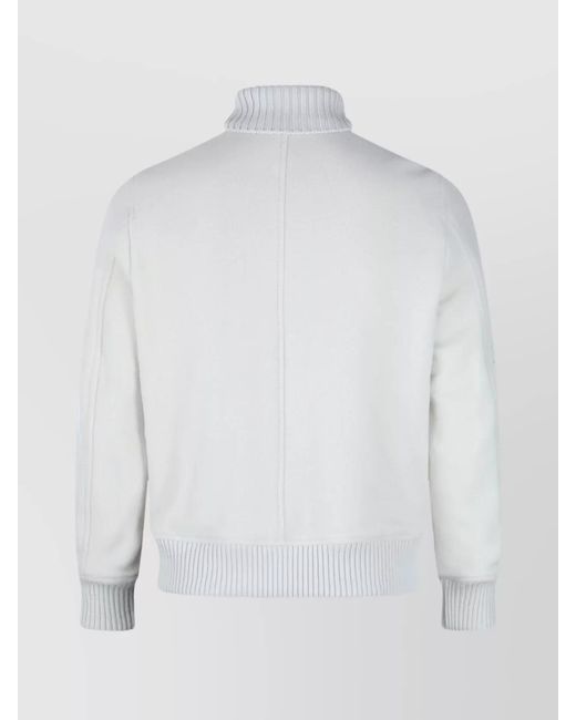 Eleventy White Ribbed Collar Jacket Front Pockets for men
