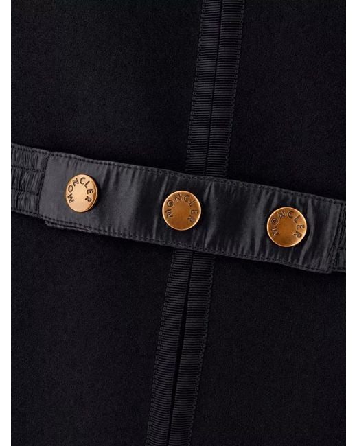 Moncler Blue Hooded Cape Coat Belted Waist Buttons