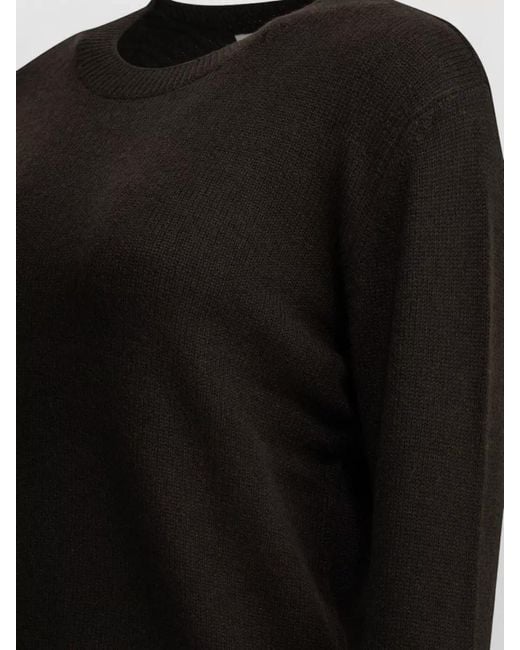 Lisa Yang Black Crew Neck Ribbed Knit Long Sleeve Top